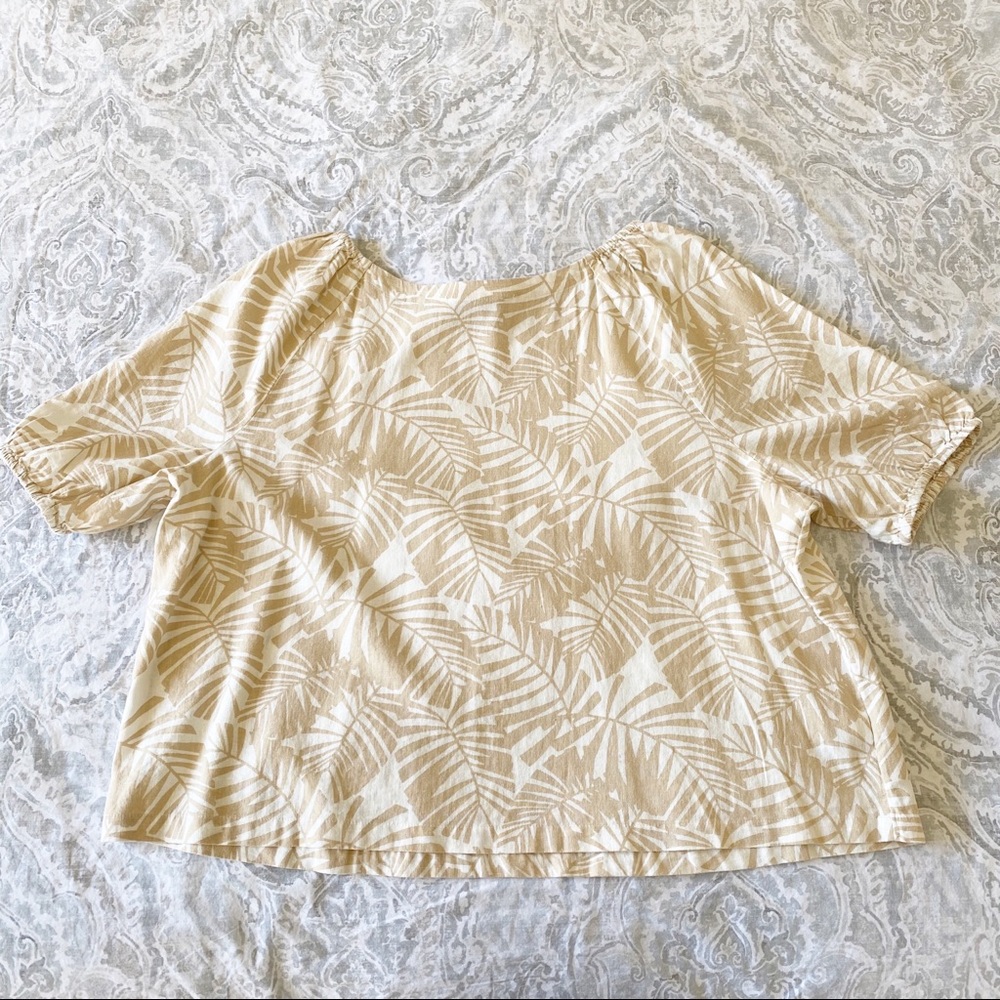 LOFT Palm Puff Sleeve Boatneck Top XL NWT - Picture 5 of 6